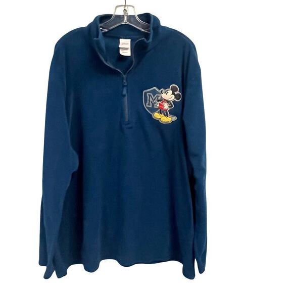 Disney XXL Blue Fleece Quarter Zip Pullover Mickey Mouse - Picture 1 of 3
